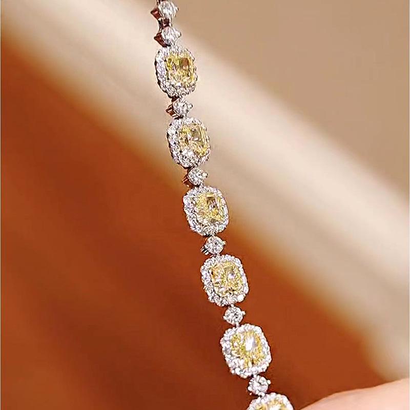 Xiancan 2023 Silver Niche Fashion Designer Bracelet with Yellow, Pink, White High Carbon Diamonds for Women
