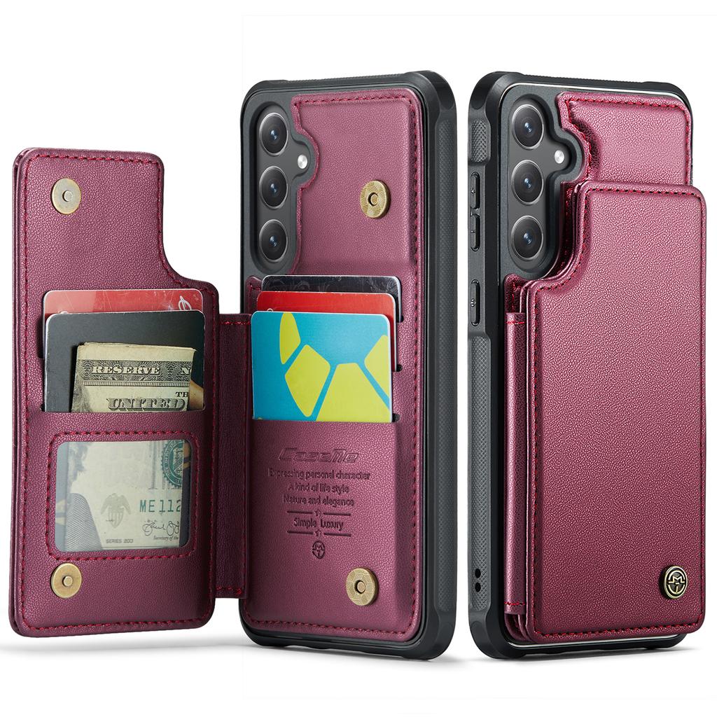 For Samsung Galaxy S26+ Case with RFID Blocking 5 Card Slots CASEME C22 Leather Back Cover