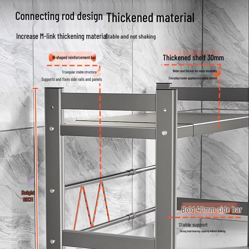 Reinforced Steel-Wood Microwave Oven Rack