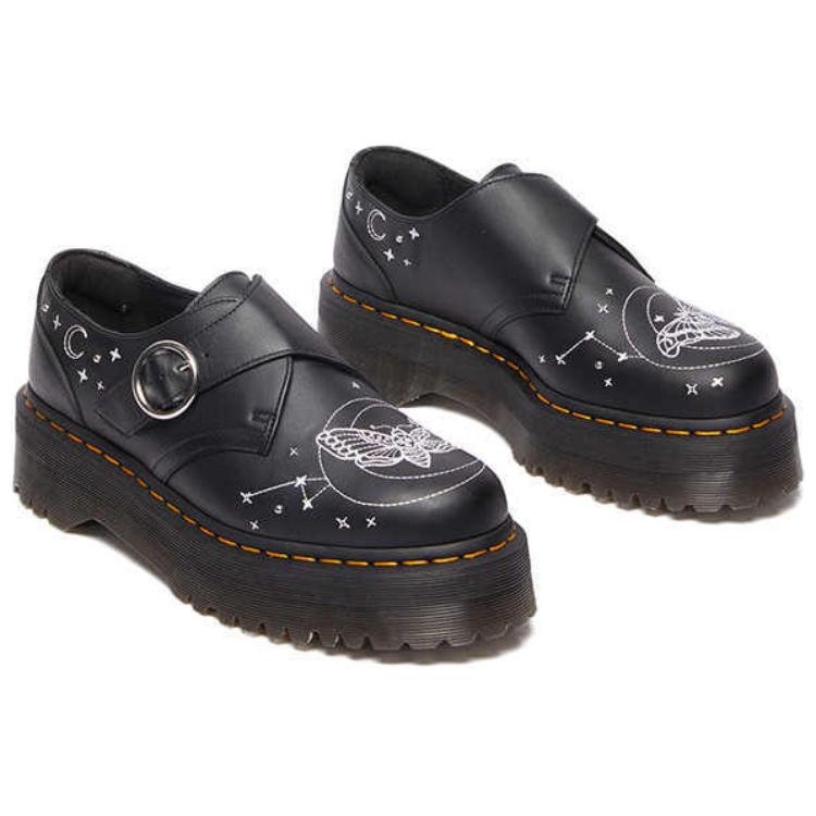 Dr. Martens Fusion Leather Monk Celestial Comfortable Versatile Durable Low-Top Casual Shoes Unisex Casual Shoes Black 41277001