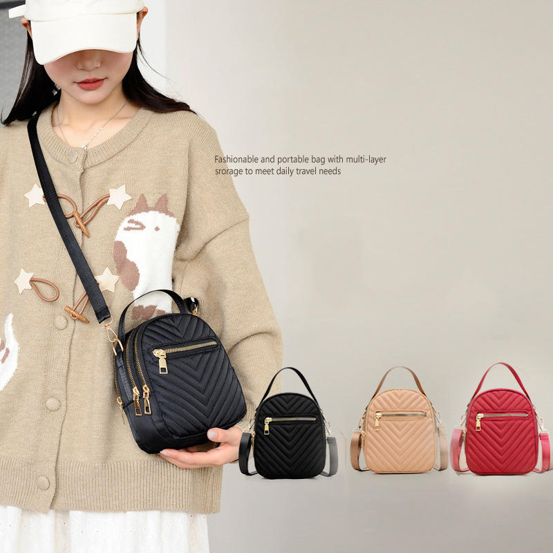 Women's Crossbody Bag Small Trendy PU Leather Shoulder Purse Casual Versatile Vintage Round Phone Bag Travel Daypack