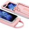 Vietao-Z Flip 7 Wallet Phone Case With Wristband Strap, Fashion Girls Leather Purse Phone Cover For Samsung Z Flip 6 5 4 3, Pink