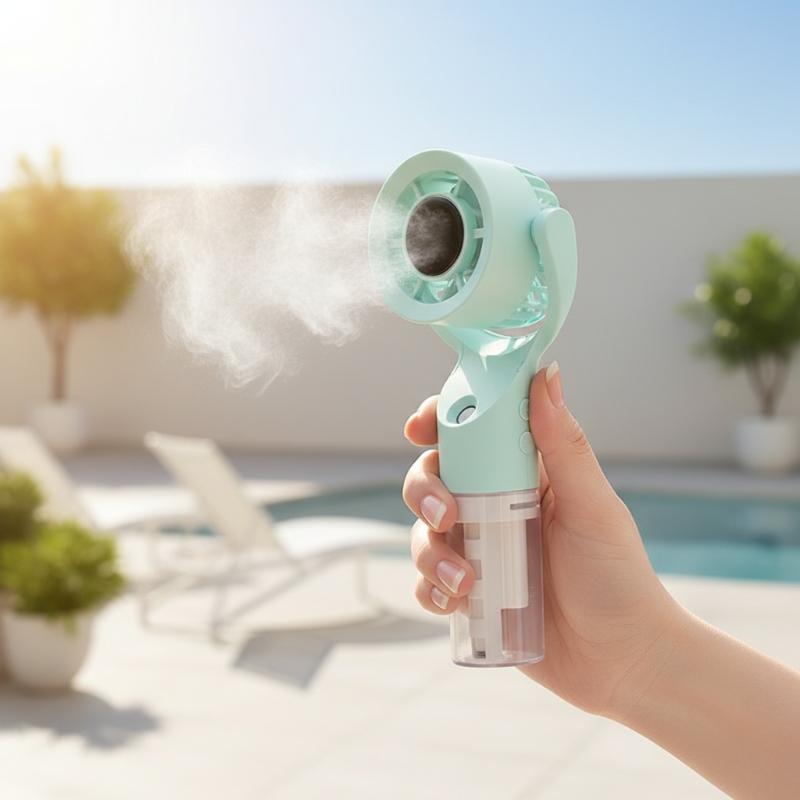 1 Conjunto Ventilador de Névoa com Borrifador de Água Portátil para Exterior Ventilador de Borrifo de Mão Mini Ventilador para Dormitório de Estudante Suprimentos de Verão Ferramentas de Resfriamento