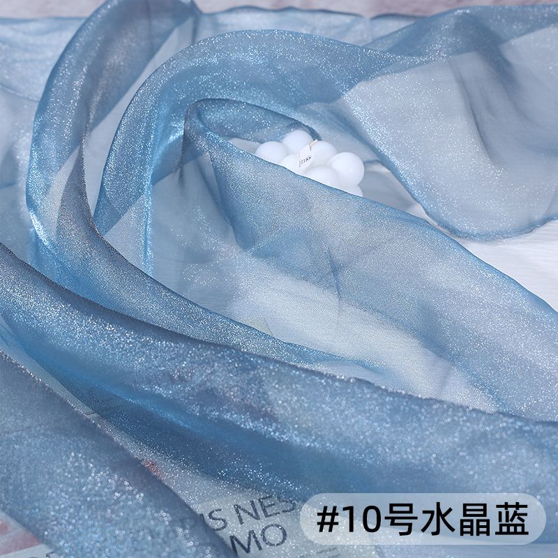 Thin Crystal Organza Fabric Per Meter for Summer Dress Stage Costume Scene Decoration Diy Sewing Soft Smooth Shiny Cloth Black