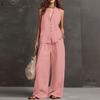 Women Sleeveless Vest Tops and Long Pants Casual Two Piece Suit Sets