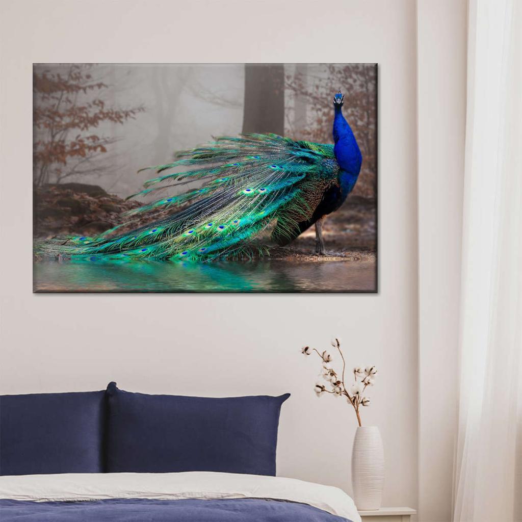 Elegant Blue Peacock Wall Pictures Wall Decor Beautiful Peacock Animal Posters and Prints for Living Room Wall Decor No Frame