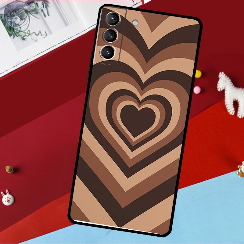 Latte Love Groovy Coffee Heart Pink Funda For Samsung Galaxy S26 S25 S24 S21 S22 S20 Ultra S9 S10 Plus S23 FE S25 FE Phone Case