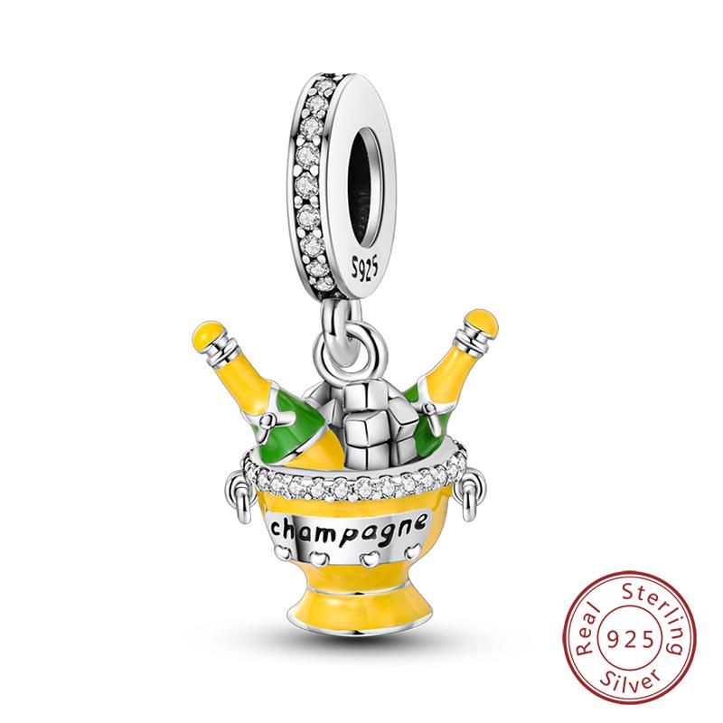 Copper Little Bear Soft Candy Coffee Strawberry Cake Afternoon Tea Charms Beads Fit Qikaola Bracelets Diy Jewelry