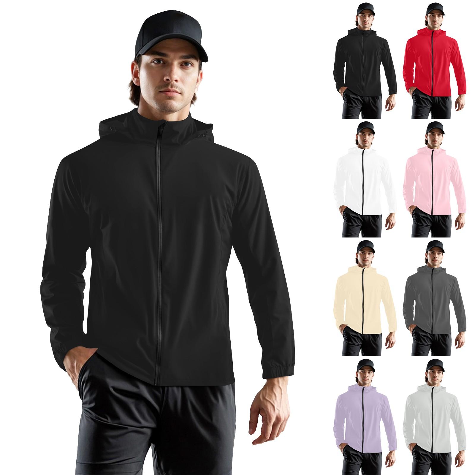 

Children s Adult Solid Color Hooded Training Windproof,Rainproof And Sun-proof Sports Jacket Running Fitness Quick-drying Jacket 110 чорний