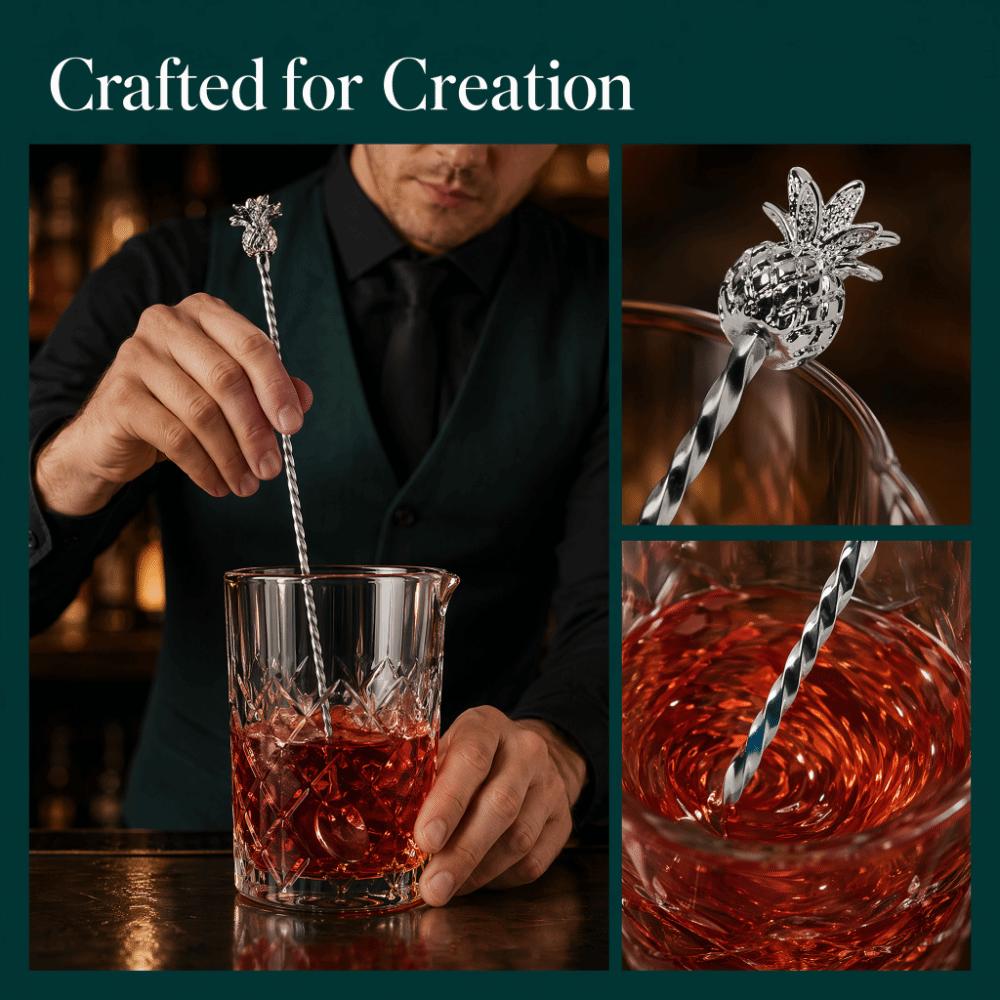 Stainless Steel Cocktail Stirrer Spoon Spiral Pattern Long Handle Bar Spoon Bartender серебряный