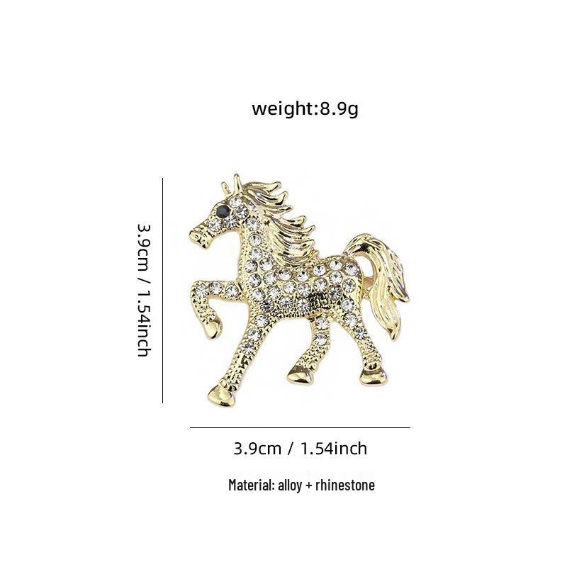 European Retro Diamond-Encrusted Galloping Horse Brooch - Unique and Stylish Animal Pin Corsage Accessory