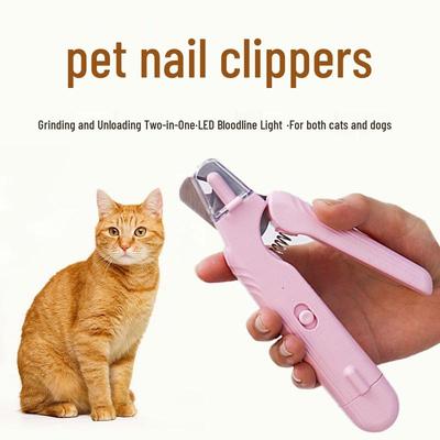 LED Electric Pet Nail Clippers & Grinder for Cats and Dogs - Stainless Steel, Two-in-One Tool