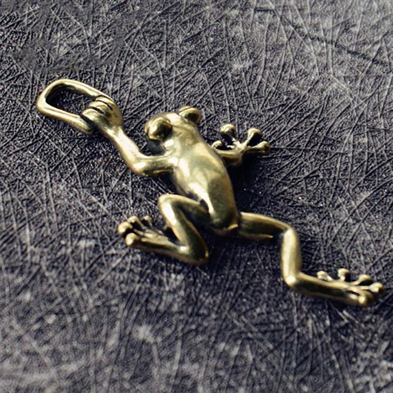 Brass Frog Decoration Mini Frog Metal Statue Antique Copper Crafts Office Home Tea Pet Table Decoration