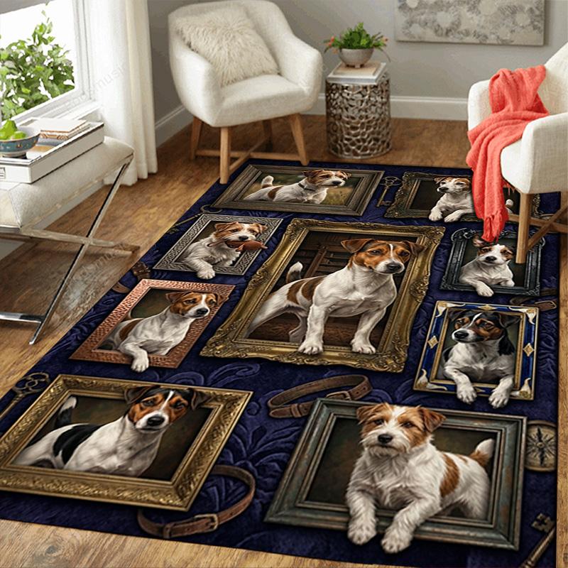 Canine Portraits Gallery Pattern Rug Floor Mat for Living Room or Bedroom Soft and Comfortable Carpet a Gift for Birthday and Holiday.