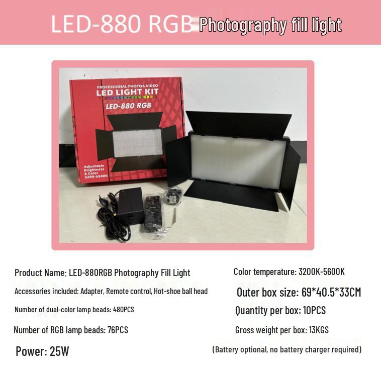 Lumină LED Pătrată de Umplere cu Patru Panouri pentru Fotografie, pentru Portrete de Interior/Exterior și Transmisiuni Live