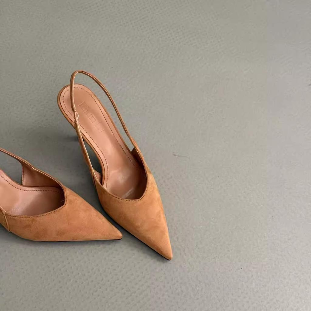 New Fashion Belt Buckle Strap Pointed Toe Women Pumps One Kick Bare Heels Baot Shoes Leopard Print Sexy Dress Sandalias De Mujer