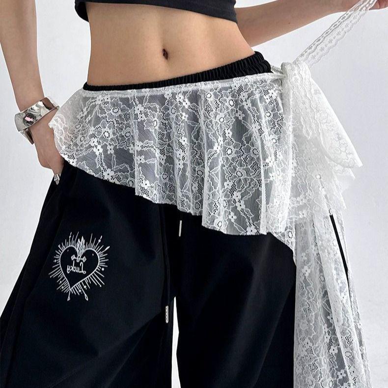 

2025 Korean Style Romantic Lace Polka Dot Mesh Layered Skirt - High Waist White Half-Length for Women One Size [80-125 jin]