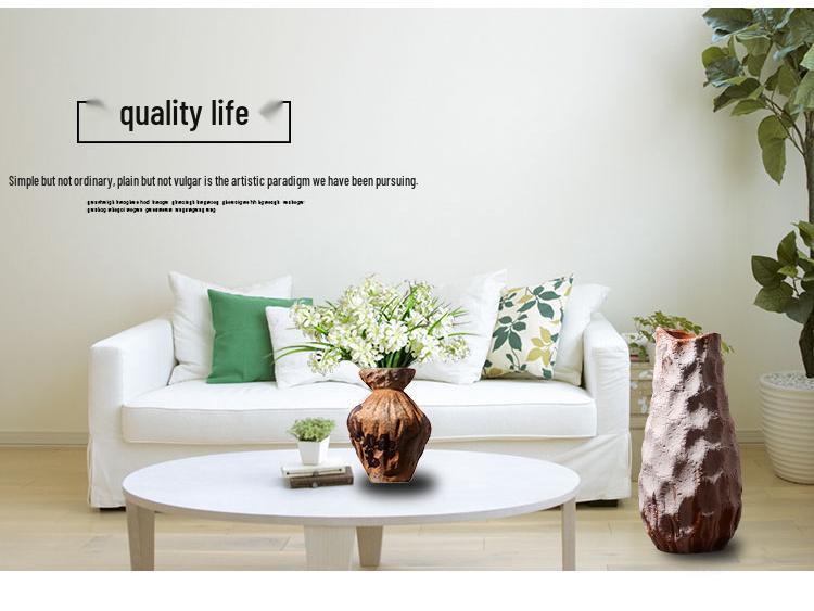 Minimalist Japanese Andromeda Vase: Ceramic Floor Container for Living Room Flowers, Hydroponic Arrangements, and Entrance Decorations.