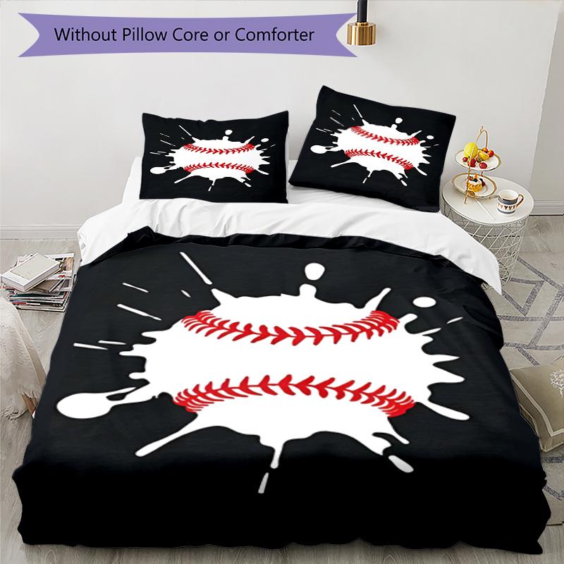 3pcs Baseball Bedding Set Duvet Cover Closure Includes 1 Duvet Cover & 2 Pillowcases, Soft and Comfortable for All Seasons.