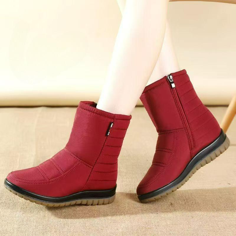 Waterproof Snow Boots Women's Plus Velvet Thickened Warm Non-slip Thick-soled Cotton Boots Mid-tube Non-slip Winter Cotton Shoes Mid-tube Boots