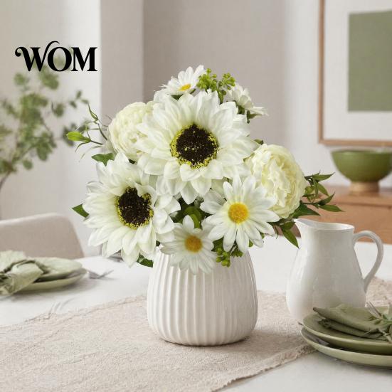Romantische Ästhetische Blumen für Schlafzimmer Sonnenblumen Künstliche Blumen, Realistisches Fake-Bouquet Hochzeit Zuhause, Rustikale Wiederverwendbare Seidenblumenstiele