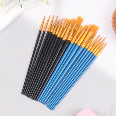 30Pcs Painting Brushes Set Art Round Flat Hair Nylon Hair Paint Brush Pen For Oil Acrylic Watercolor School Art Supplies
