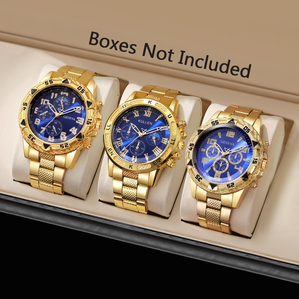 3pcs/4pcs/set Men's Handsome Watch Fashion Creative Dial Men's Casual Business Quartz Watch Combination Set (No Box)