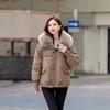 Short down cotton clothes for women, winter small men, new Korean version loose lapel large fur collar jacket for women