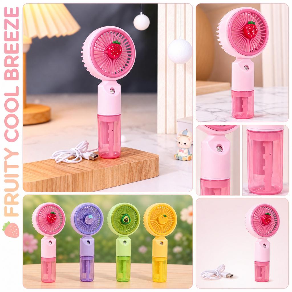 Tragbarer Handventilator mit 3 einstellbaren Geschwindigkeiten, USB-wiederaufladbarer Mini-Ventilator mit Wassersprühfunktion für den Außenbereich, Reisen und Make-up