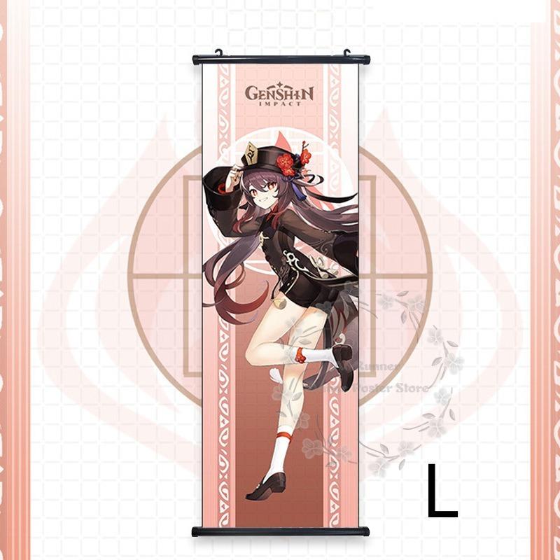 Impact Genshin Scroll Hanging Painting Anime Character Bedroom Decoration Painting Comic Exhibition Two-Dimensional Poster