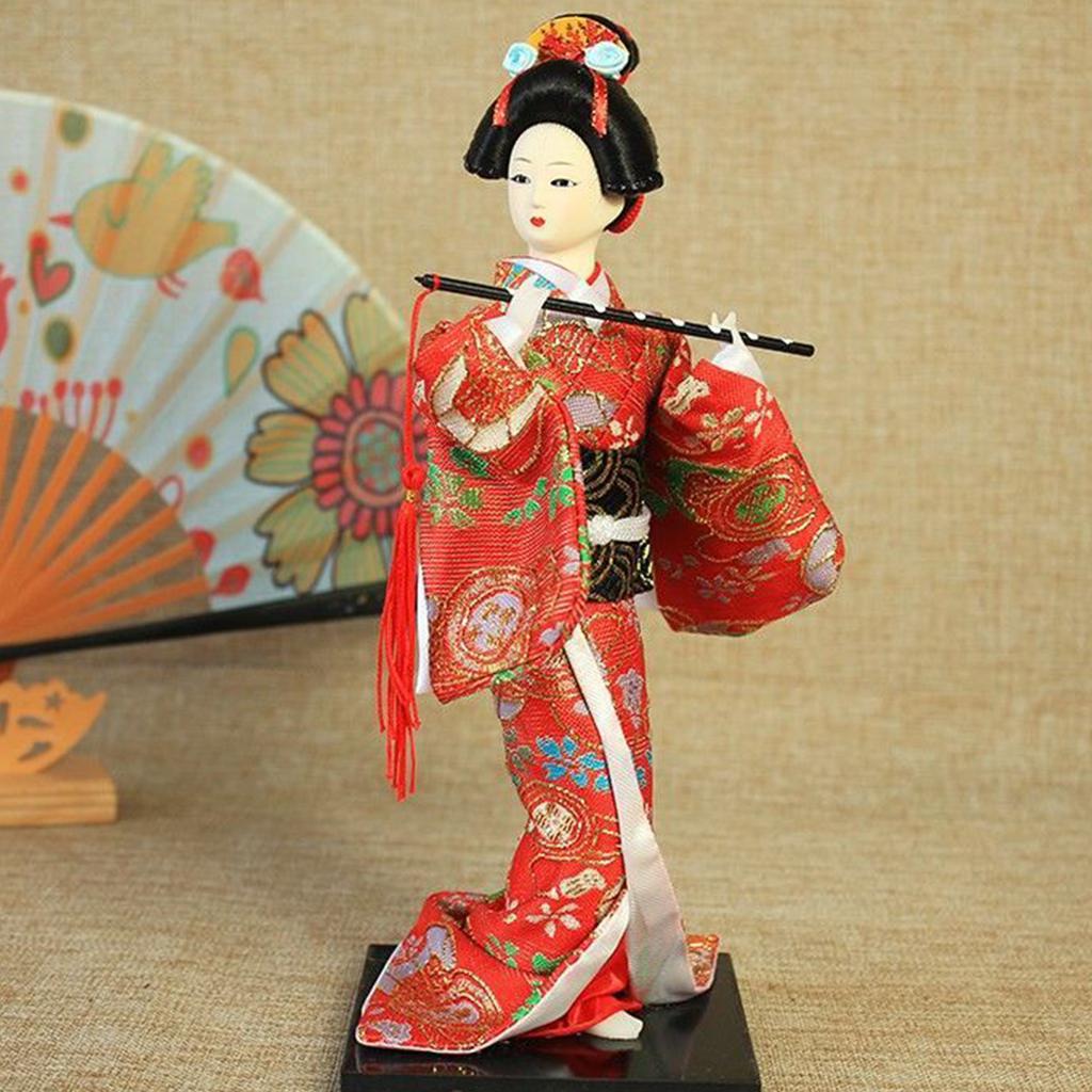 Handcrafts Geisha Kimono Dolls Tabletop Display Figurine Ornament for Japanese Themed Restaurants or Home Decors Gift