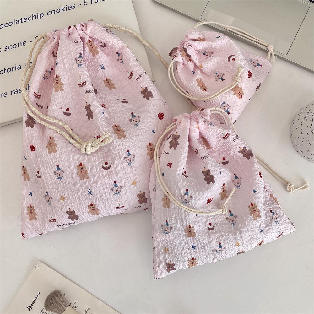3Pcs/set Printing Drawstring Storage Bag Large Capacity Small Item Pouch Women