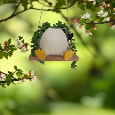Swinging Penguin Plant Pot Swing Animal Flower Ornament Container Hanging
