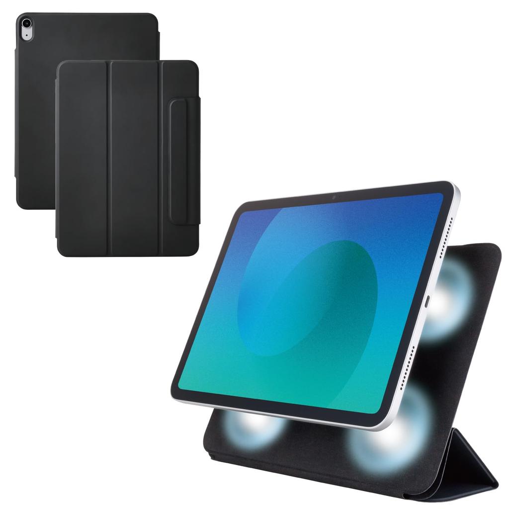 ELECOM iPad Air Magnetic Soft Leather Auto 11-inch (M3/M2) 10.9" (5th/4th Generation) Case, Cover, Material, Sleep/Wake, Black, TB-A25MWVPF2BK