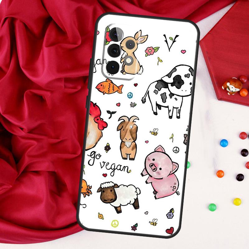 Vegan Pattern For Samsung Galaxy A55 A53 A33 A13 A35 A15 A36 A56 A26 A16 A22 A32 A52 A54 A34 A06 A05 Case