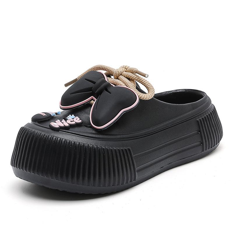 Merk sommer tråkker i dritt jente søte hullsko kvinner kan bruke supertykke kule tøfler om sommeren