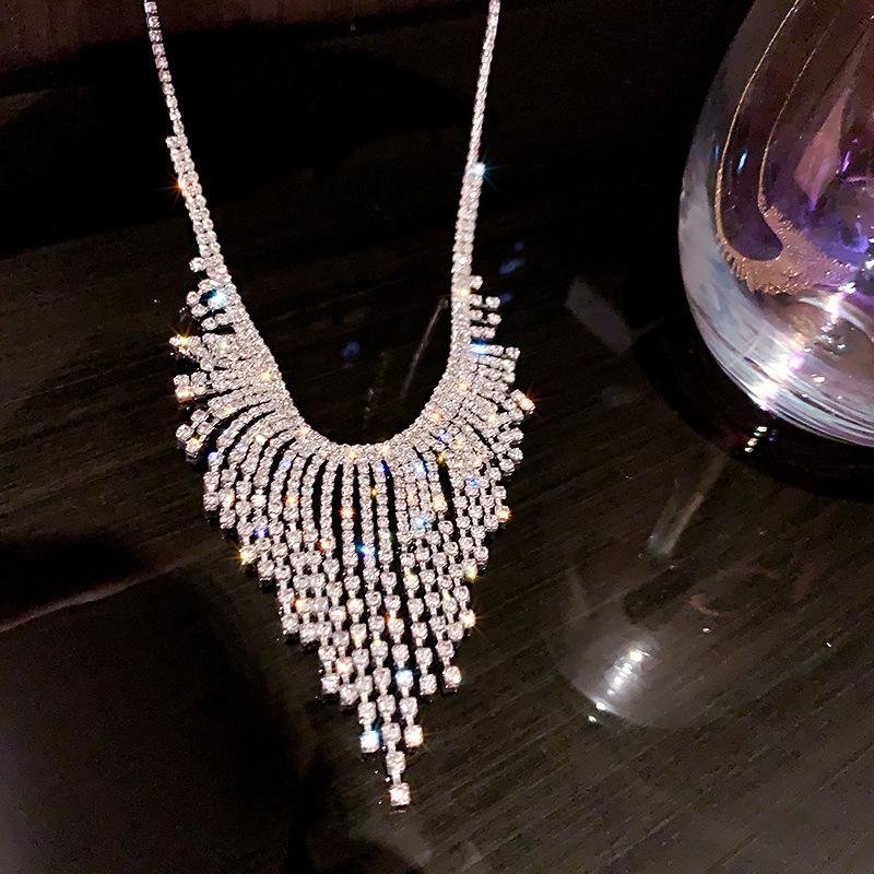 Women S Shiny Geometric Full Rhinestone Necklace Choker Chain For Dress Nightclub Jazz Dance Crystal Jewelry Accessories one size
