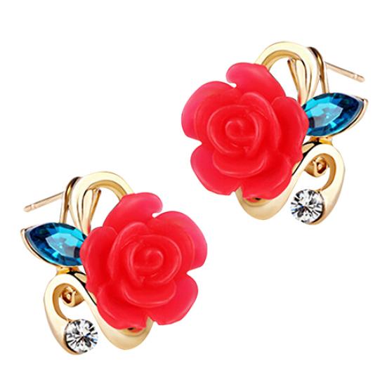 Fantastic Women Lady Resin Rose Flower Earrings Ear Studs Jewelry Gift