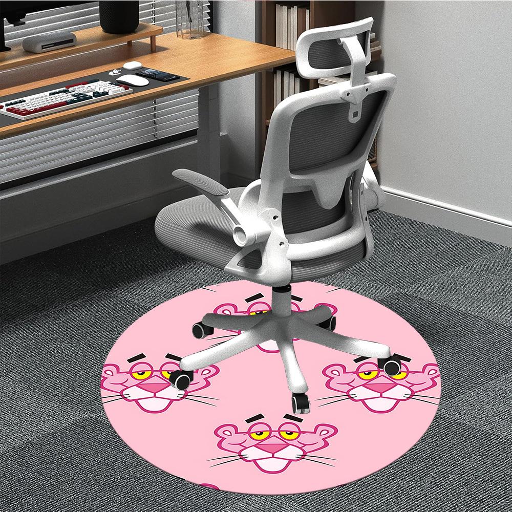 

1PC Pink Panther Pattern Office Round Area Rug, Indoor Mat Suitable For Office, Under Office Chairs Bedroom Living Room Home Decor, Room Deco110 80cm by 80cm