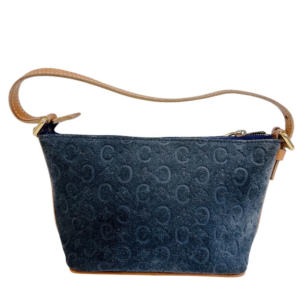CELINE Mini bag accessory pouch C Macadam suede Handbag Navy suede Used