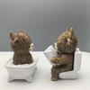 Creative Resin Animal Figurine Toilet Seat Cow Statue Sculpture Decorative Accent For Bathroom Counter top Display
