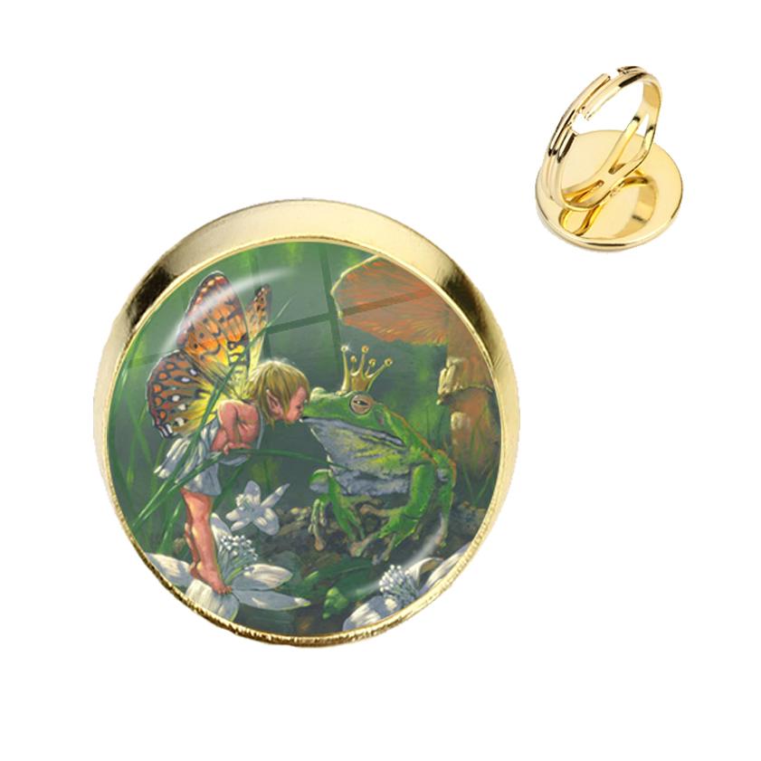 

New Handcraft Vintage Fairy Frog Ring Fairy Ring Frog Jewelry 2021 Fine Line Silver-Plated Adjustable Glass Rings Feminino Resizable