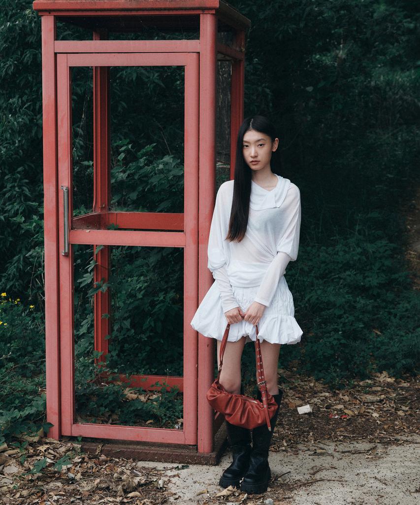 Peulleeoeob Sheer Asymmetrical Long Sleeve (Fl-175_White)