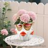 Abstract Red Lips Face Flower Pot: Resin Ornament for Courtyard, Balcony, or Garden Bonsai.