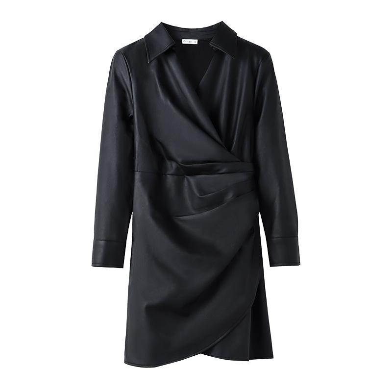 

Autumn 2024 High-Waist Leather Skirt for Plus Size: Slimming, Short, Stylish Women s Dress 2XL (135-150 jin) чёрный/белый