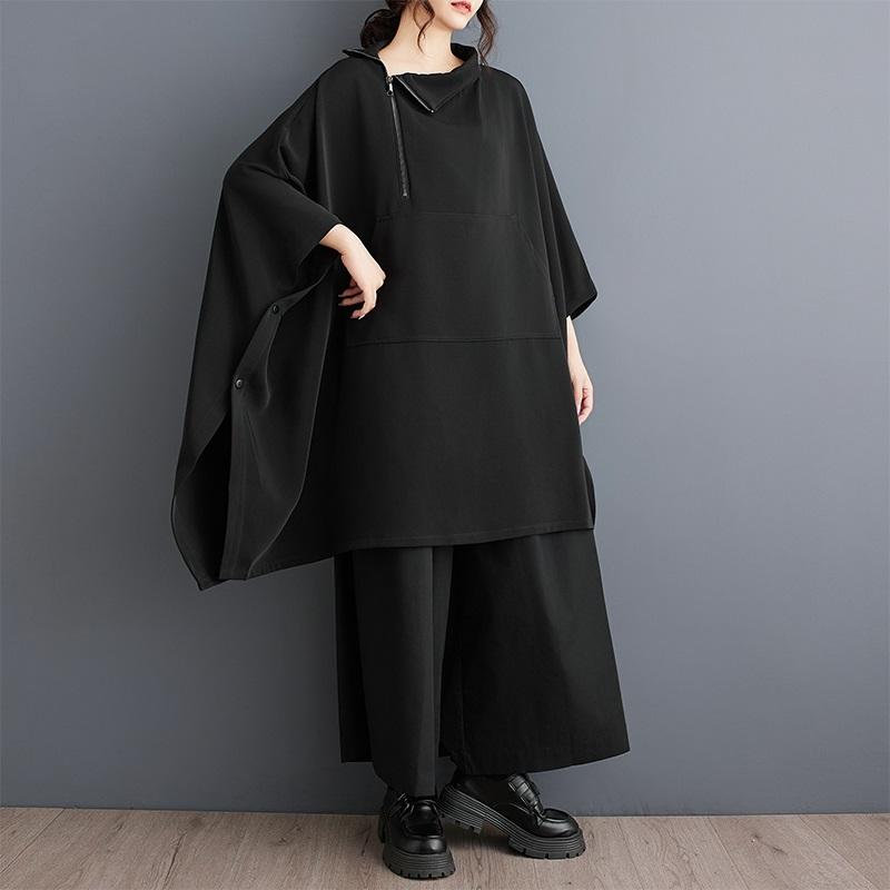 Übergröße, schwarzes Vintage-Kleid, neu bei Damen, lässig, locker, Mini, kurz, Frühling, Herbst