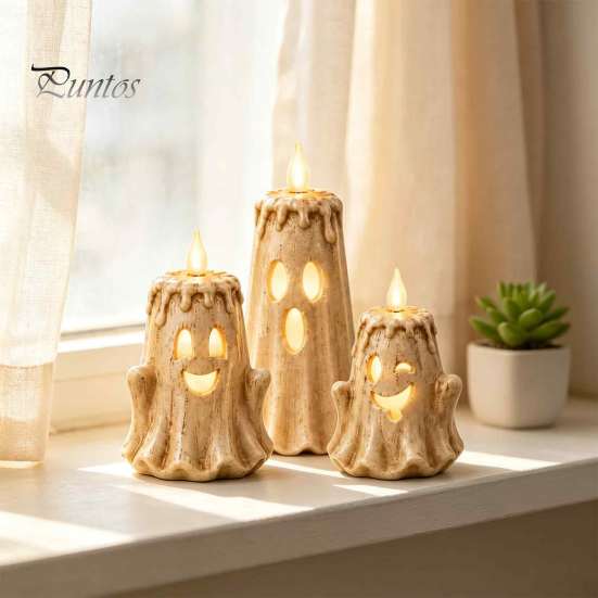 Decorative Figures for Living Room Halloween Ghost Candle Light Ornament, Resin Desktop Sculpture, Figurine Small Figurines Courtyard Decor