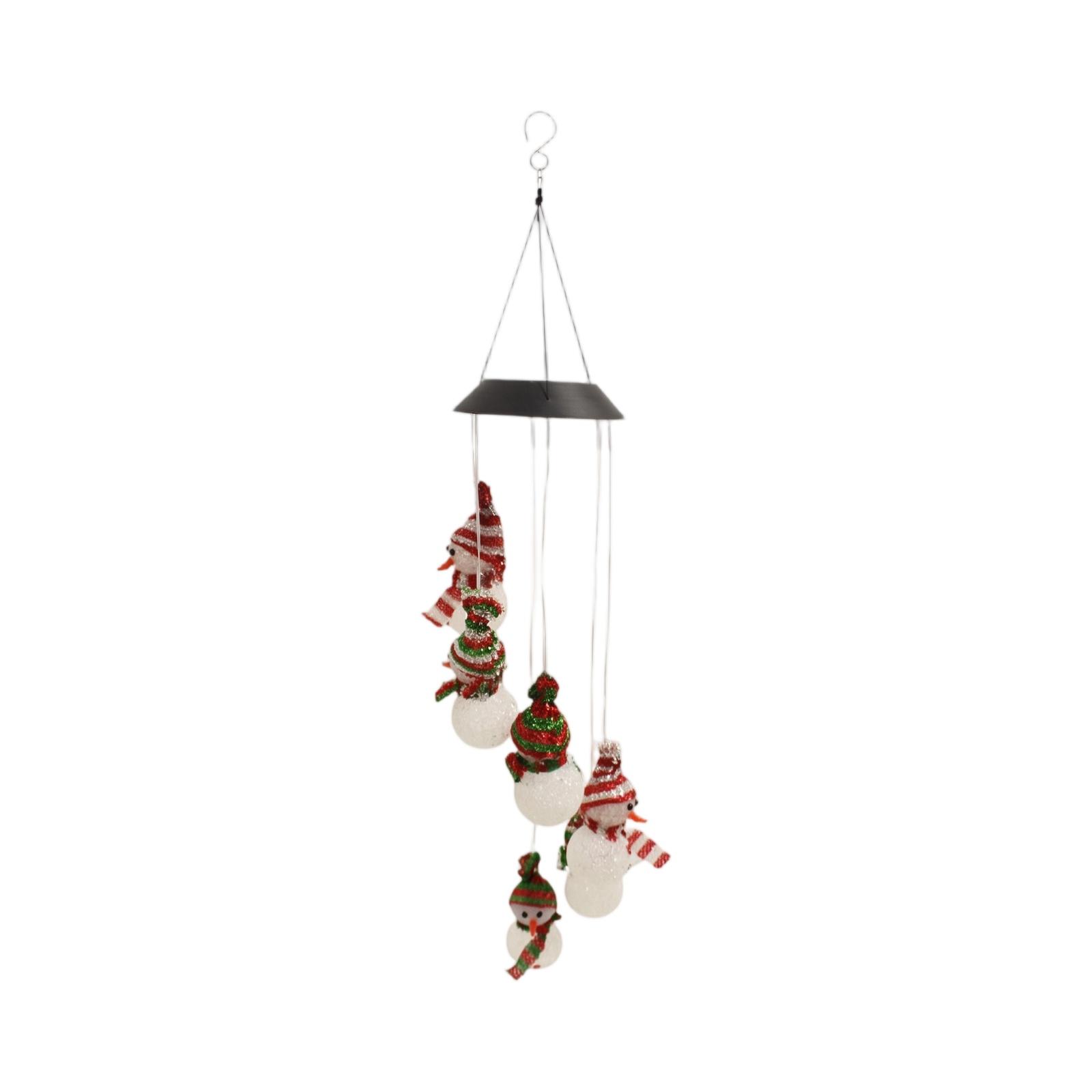 

Outdoor Hanging Wind Chime Decorative Garden Ornament with Snowman Figures and Spherical Light Balls for Patio and Yard Decoration one size