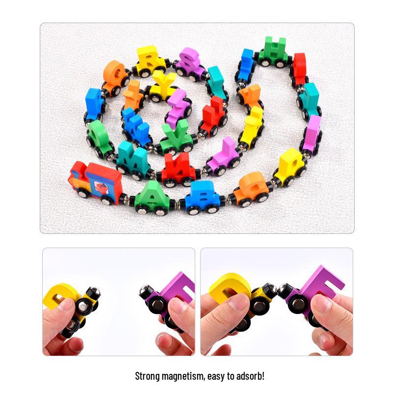 Magnetic Wooden Train Blocks: Educational Stacking Game for Kids