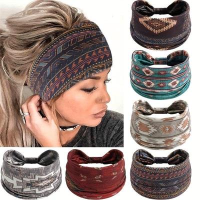 Fashion Wide Edge Printed Headband Yoga Headband Elastic Sports Sweatband
